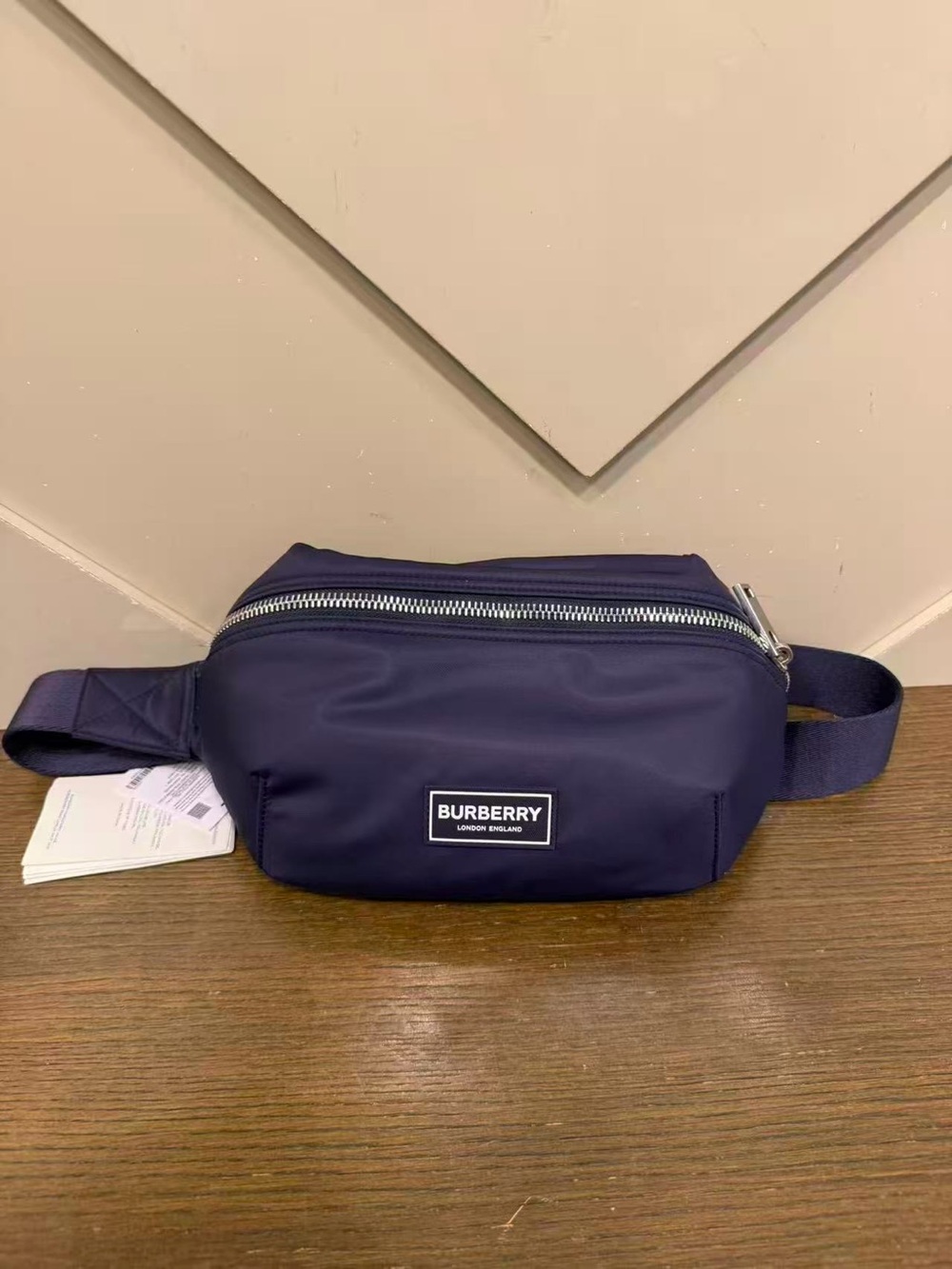 Burberry Navy Belt Bag with Silver Zip